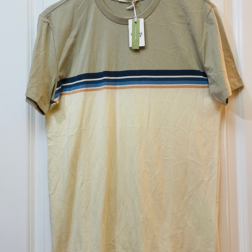 Marine Layer Tan and Cream Tee with Stripes